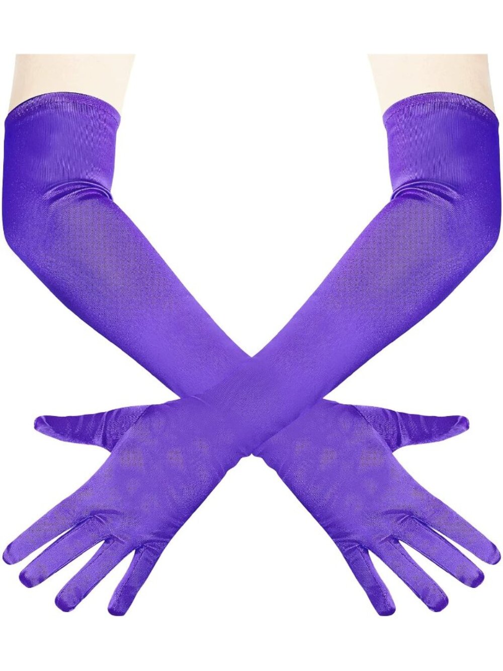 Women's Purple 1920s Costume Dress Elbow Length 21 inch Long Opera Satin Gloves